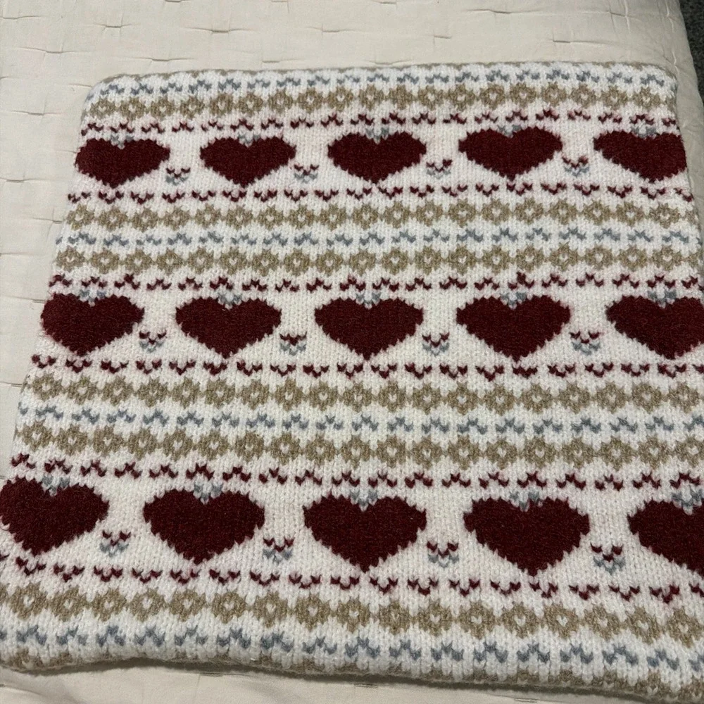 Pottery Barn Fair Isle Pillow Cover Easter/Valentines/Country Beige 20‎ X 20